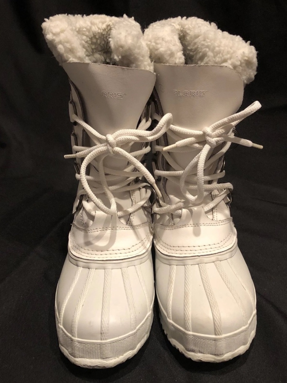 Polaris Women's Snow Boots In White Size 7 Steel Shank Mid Calf Lace Up